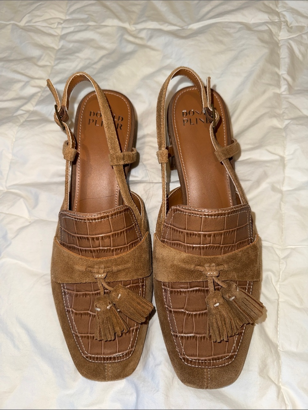 Donald J. Pliner Cognac Tassel Slingback Loafers